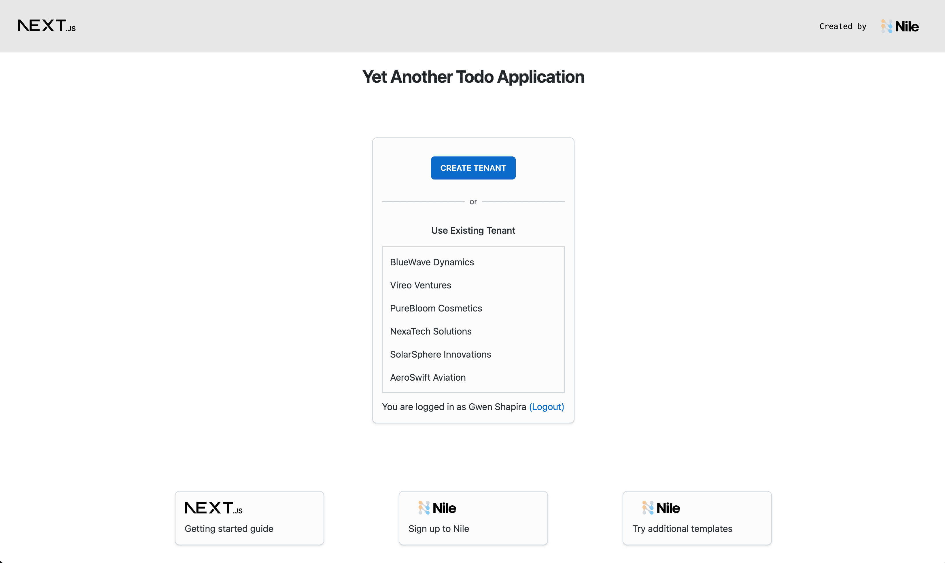 NextJS multi-tenant application with Nile